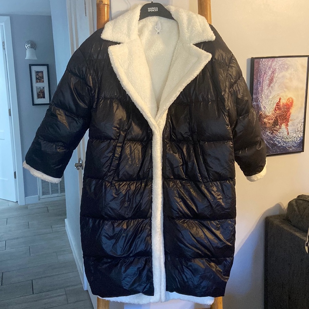 Mackage Emme 2 In 1 Oversized Long Reversible Down Teddy Coat Size XS (in USA)